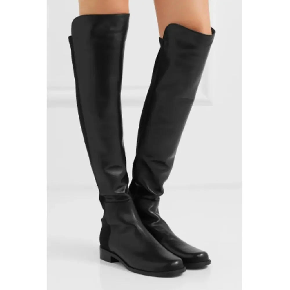 STUART WEITZMAN 5050 leather and stretch knee boots